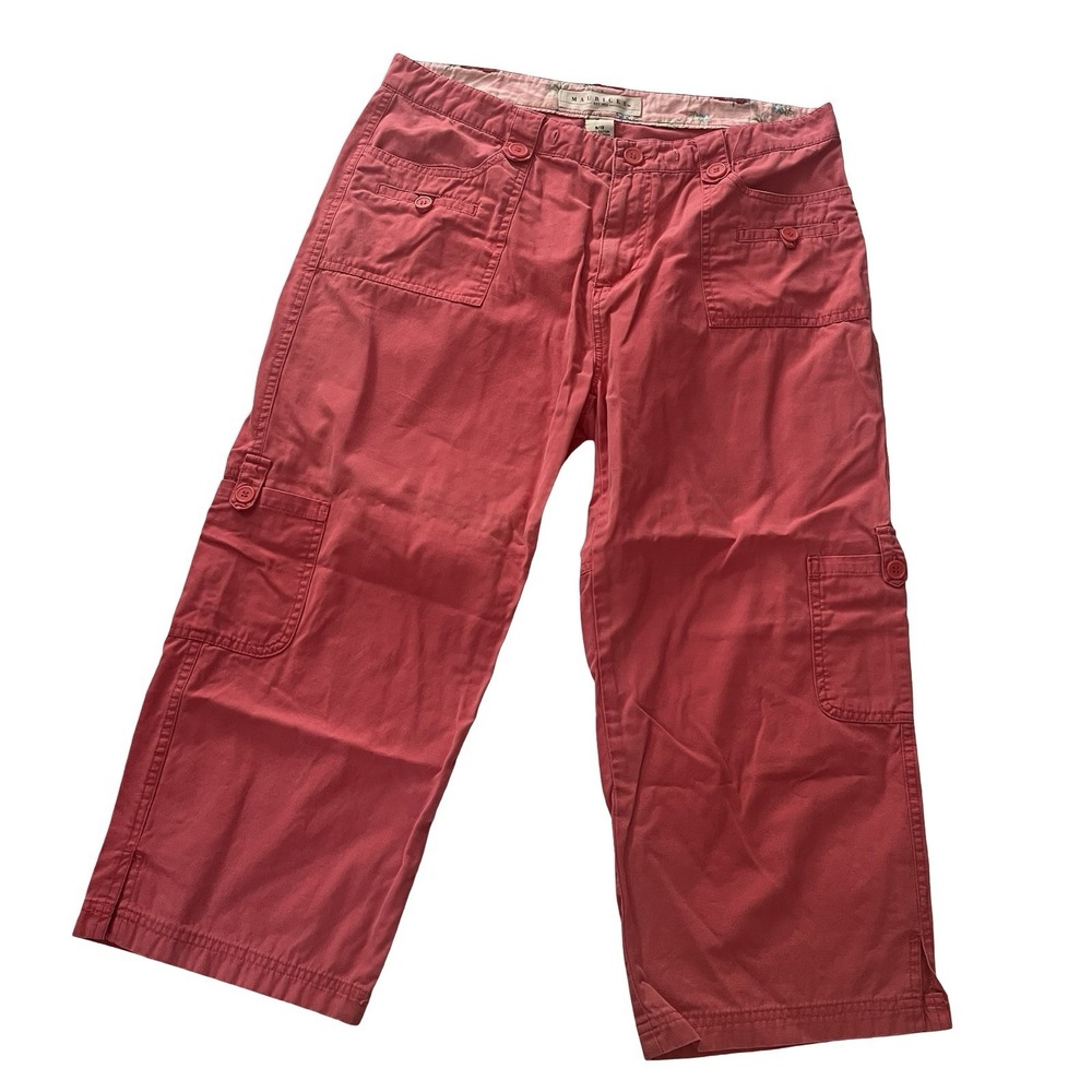 VTG Maurice's Size 9/10 Salmon Pink Cargo Capri Crop Pockets 100% Cotton